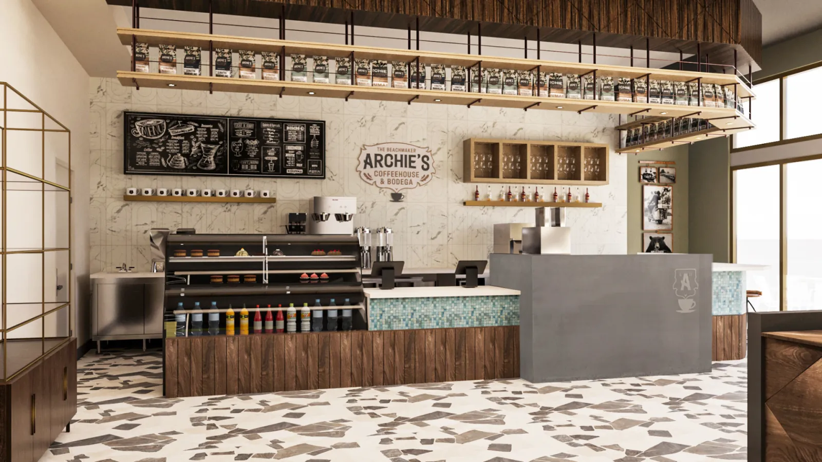 Archie’s Bodega coffee house counter
