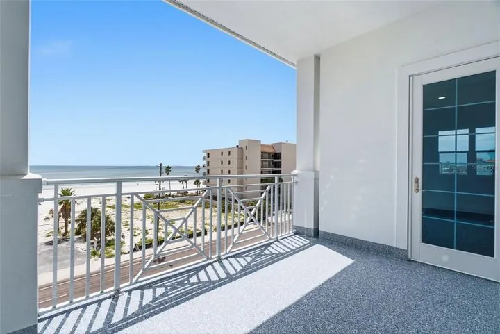 Balcony looking across Gulf Boulevard to the beach and the Gulf
